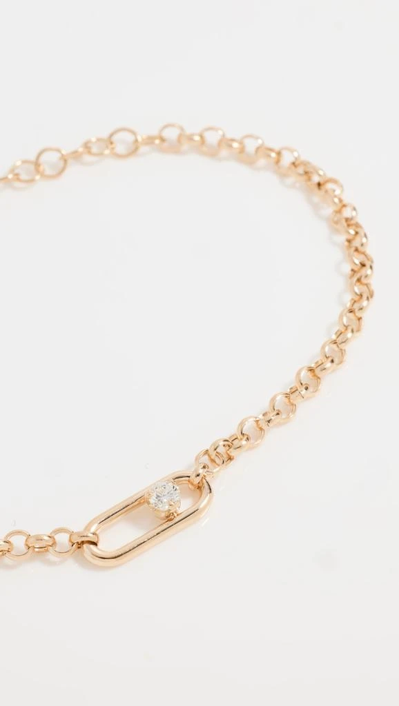 Zoe Chicco 14k Gold Rolo Chain Bracelet with Large Paperclip Link with Diamond 3