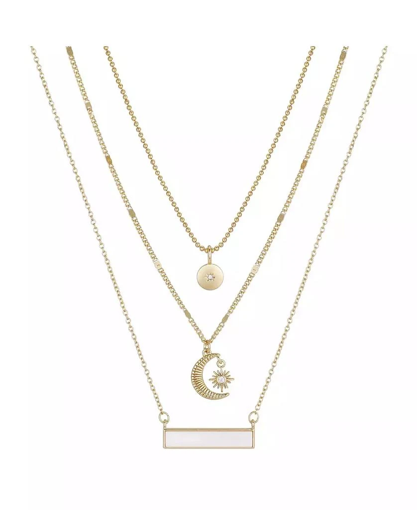 Unwritten 14K Gold Flash-Plated 3-Piece Celestial Layered Pendant Set 1