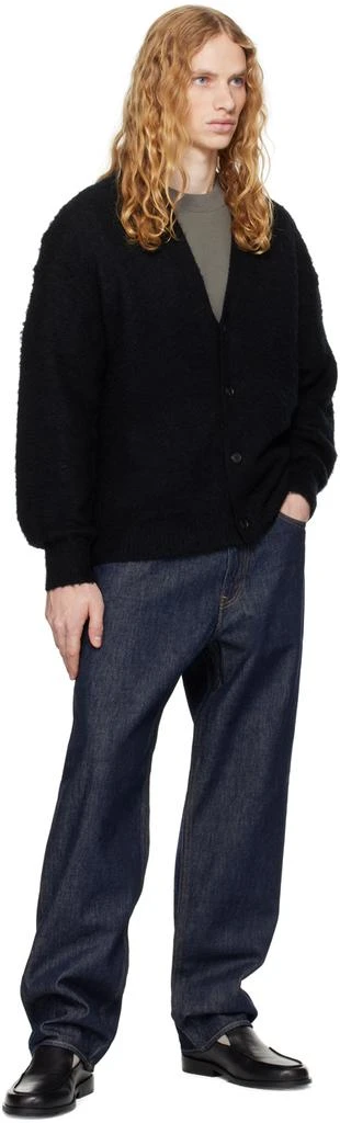 AURALEE Black Brushed Wool Cashmere Silk Cardigan 4