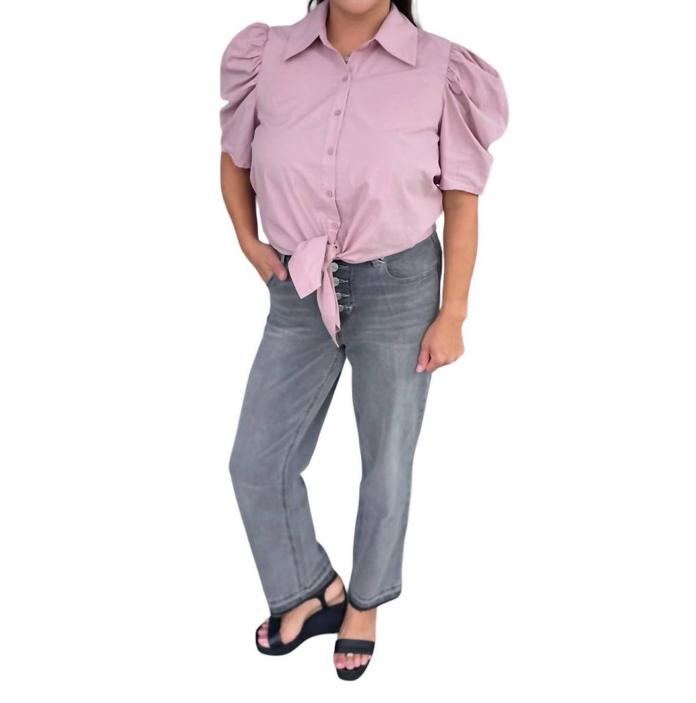 Bishop + Young Rosetta Tie Front Top In Anise