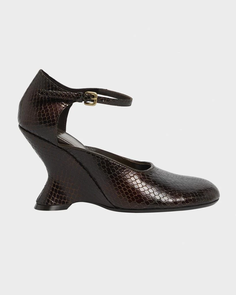 Dries Van Noten Python Stamped Leather Wedge Pumps 1