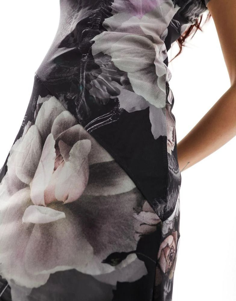 ALL SAINTS AllSaints Hanna Valley mesh midi dress in floral black 4