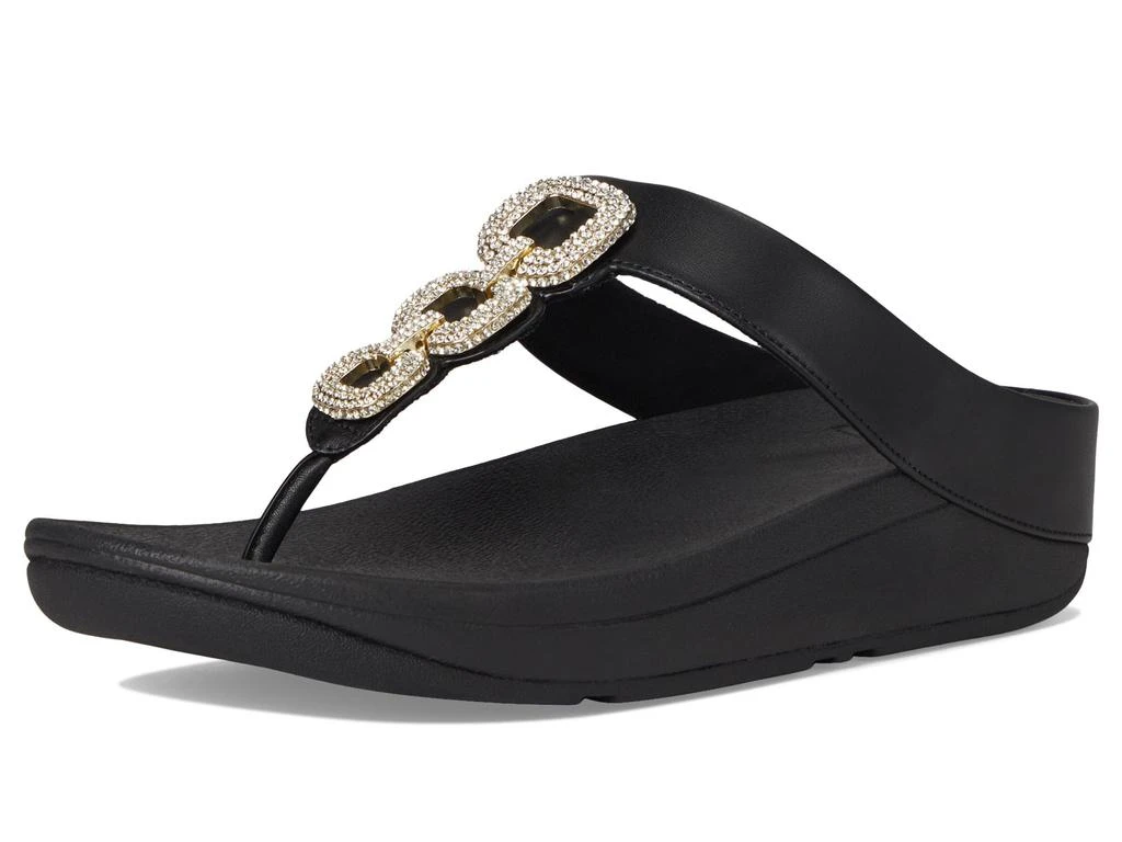 FitFlop Fino Crystal-Chain Leather Toe-Post Sandals 7