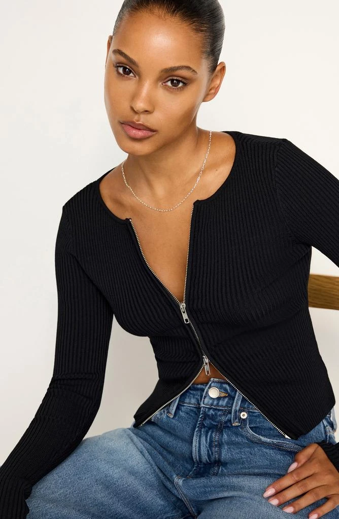 Good American Virgo Rib Zip Cardigan 4