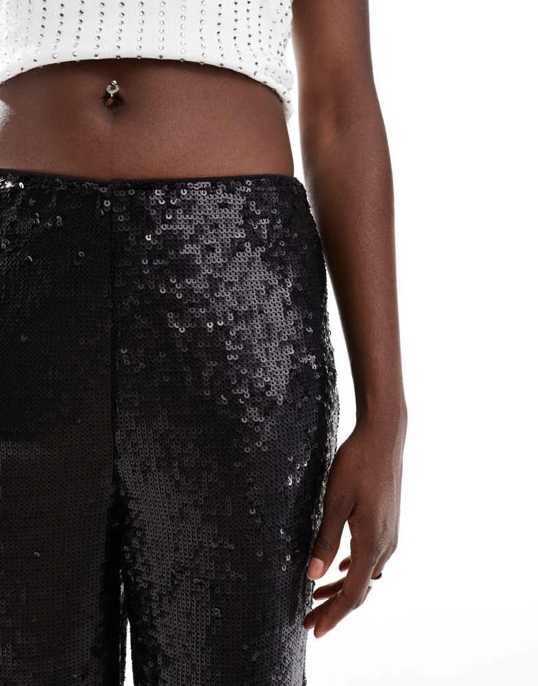 ASOS ASOS DESIGN tailored sequin ankle grazer trousers in black 5