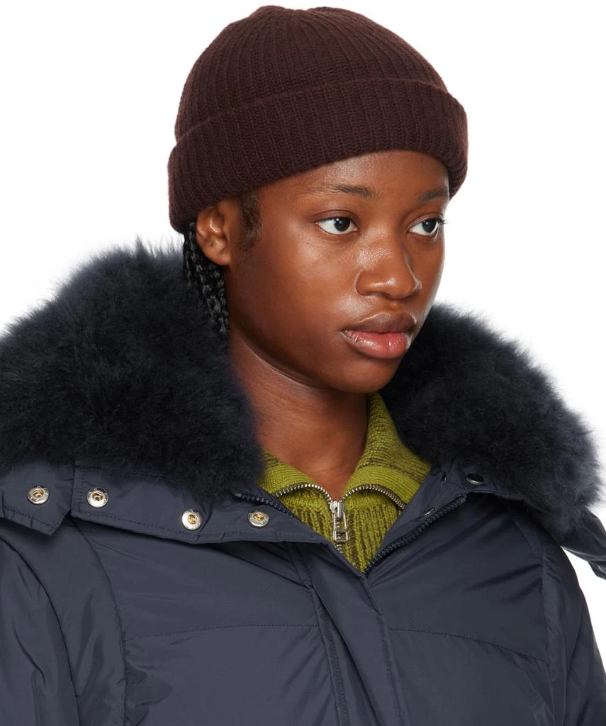 Yves Salomon Brown Ribbed Beanie 2