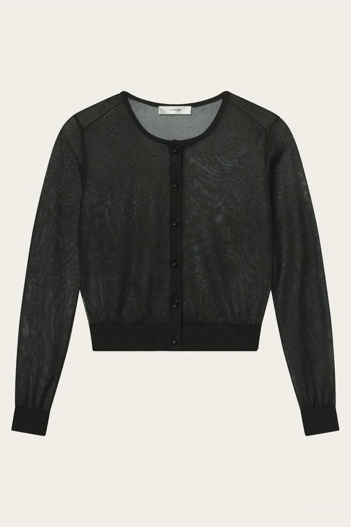 FRAME Luxe Sheer Cardigan In Black 3