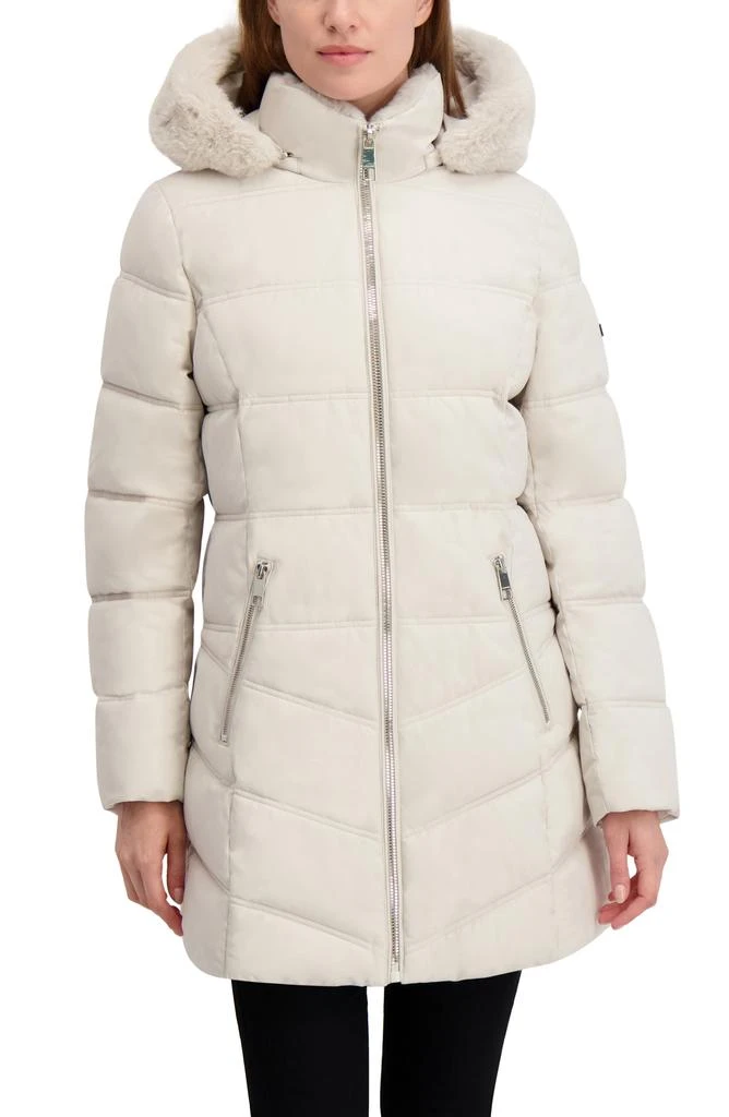 Laundry by Shelli Segal Soft Tech Puffer Jacket with Removable Faux Fur Trim Hood