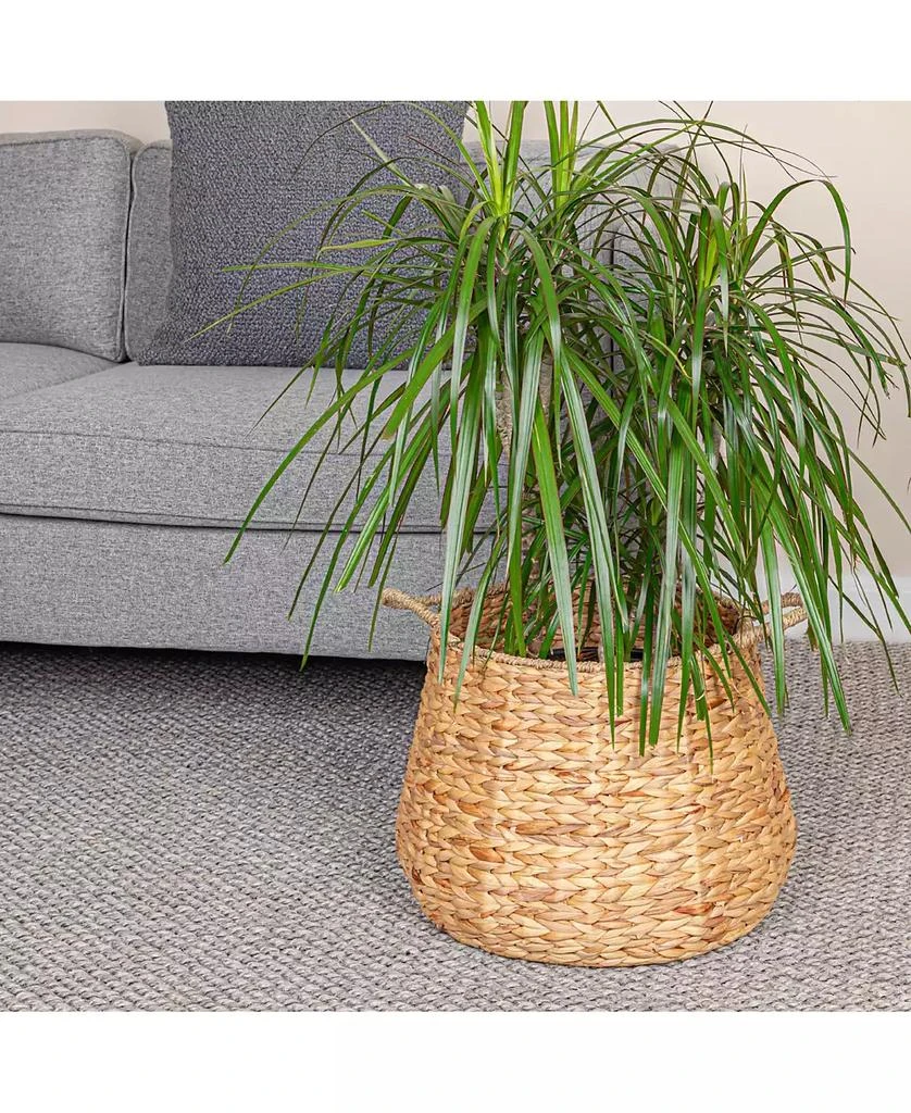 Household Essentials Round Handwoven Water Hyacinth and Seagrass Basket with Handles, Natural 5