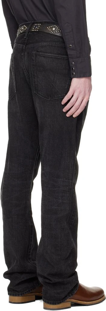 RRL Black Slim Boot Distressed Selvedge Jeans 3