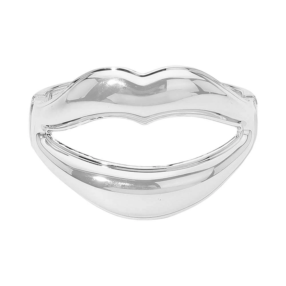 FASHNZFAB Sculpted Metal Lip Hinged Bangle Bracelet 2
