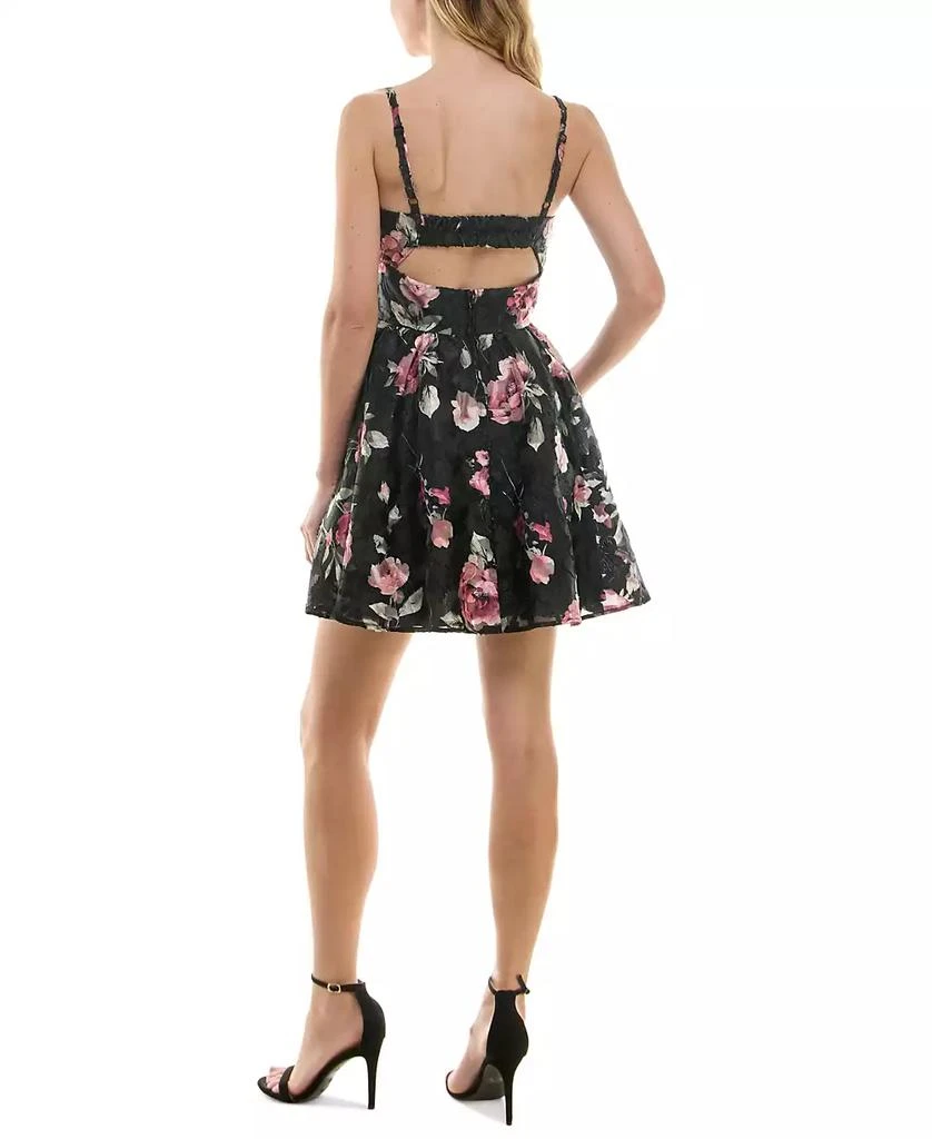 Trixxi Juniors' Textured Floral Organza Jacquard Fit & Flare Dress 5