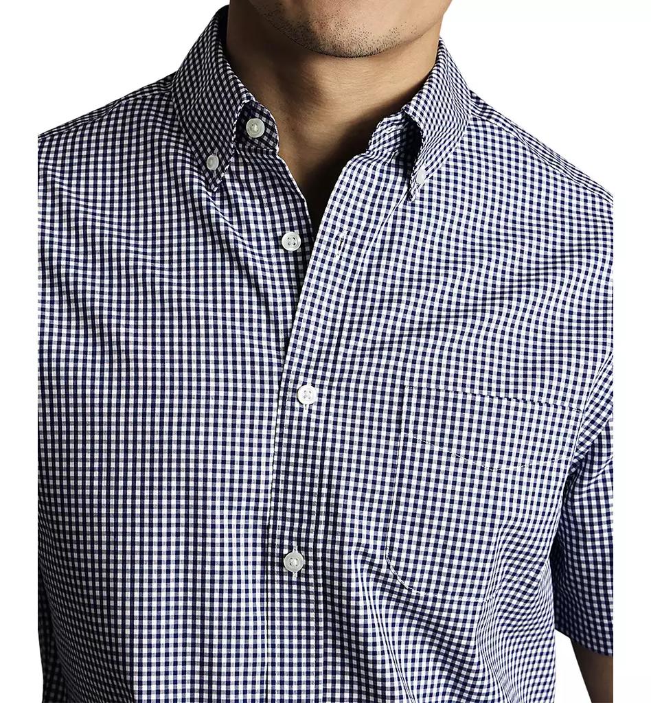 Charles Tyrwhitt Men's Slim Fit Short Sleeve Wrinkle-Resistant Button-Down Shirt