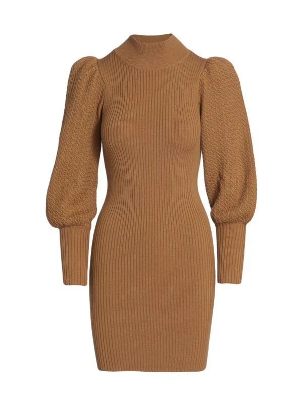 Alice + Olivia Caleb Wool Puff-Sleeve Sweaterdress 6