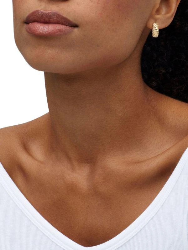 Saks Fifth Avenue 14K Yellow Gold Shrimp Hoop Earrings 3