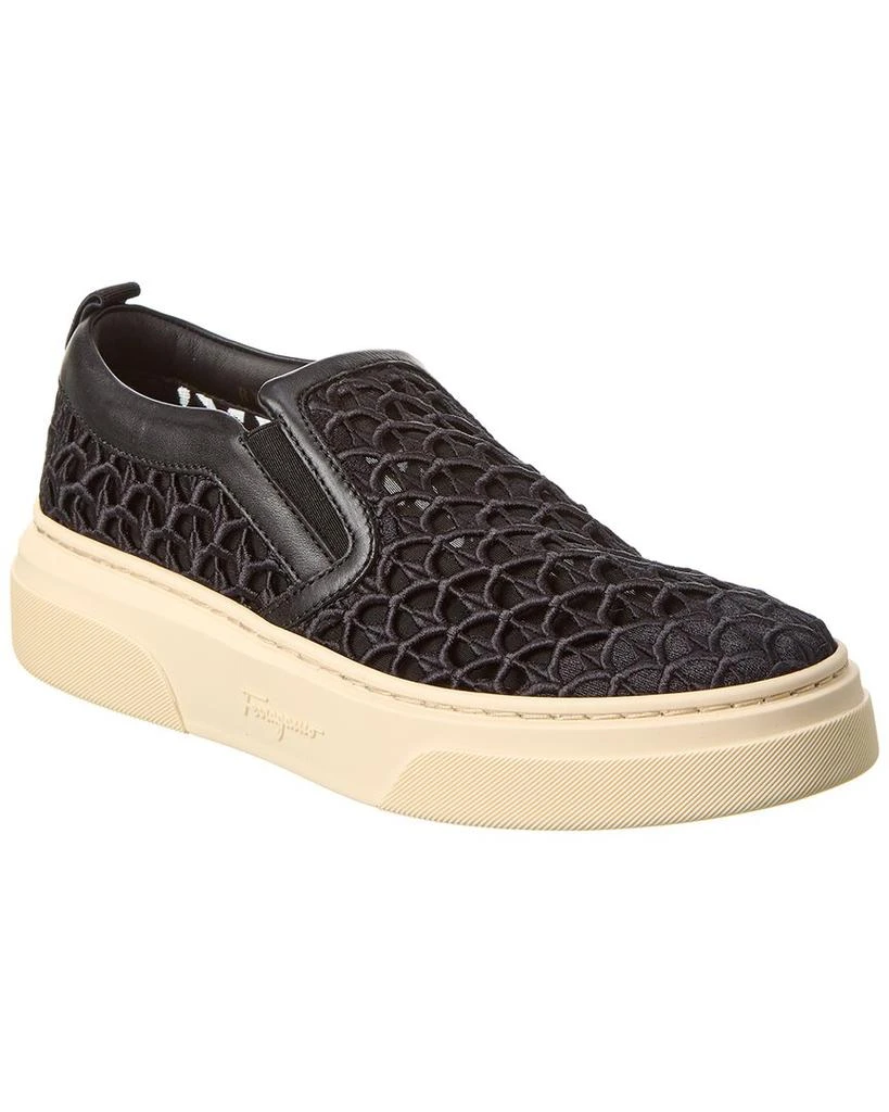 Salvatore Ferragamo Ferragamo Cassina La Leather-Trim Slip-On Sneaker 1