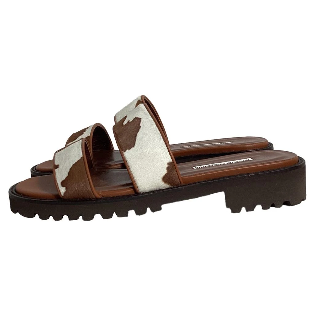 Manolo Blahnik Gadmu Cow Print Flat Sandals in Animal Print Ponyhair 4