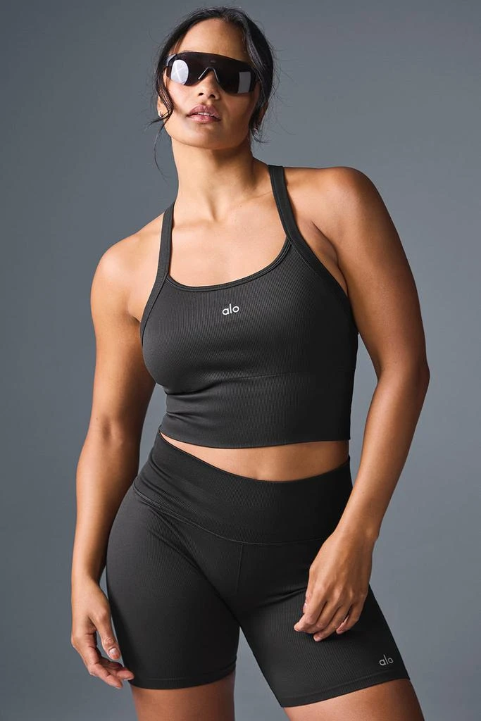 Alo Seamless Ribbed Favorite Bra Tank - Black 5