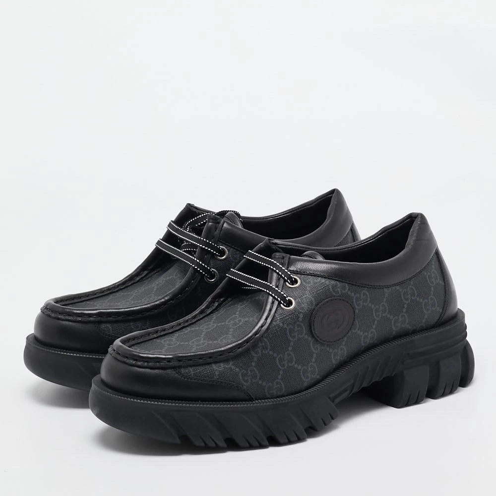 Gucci Gucci Black GG Supreme Canvas and Leather Retro Interlocking G Derby Size 44 2