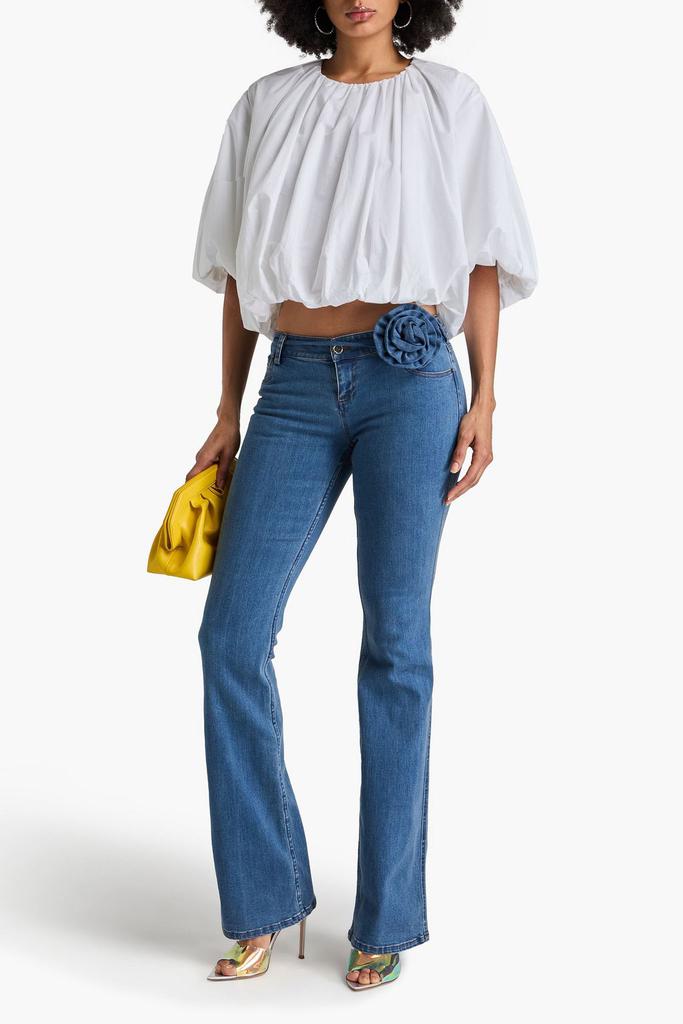 ROTATE Birger Christensen Floral-appliquéd low-rise flared jeans