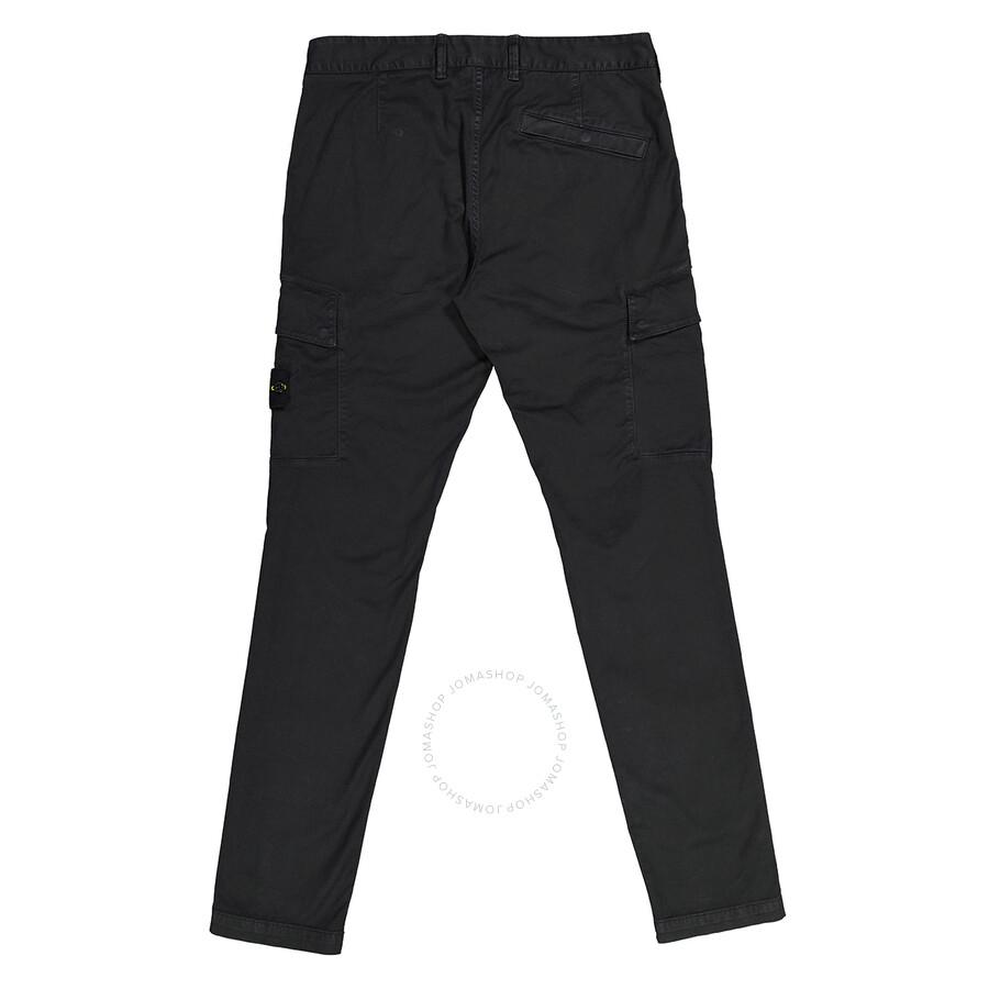 Stone Island Men's Black Mid-Rise Tapered Cargo Trousers