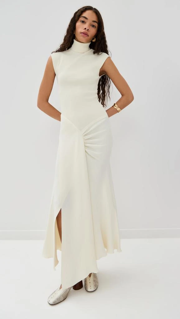 Victoria Beckham Cap Sleeve Knit Detail Midi Dress 6