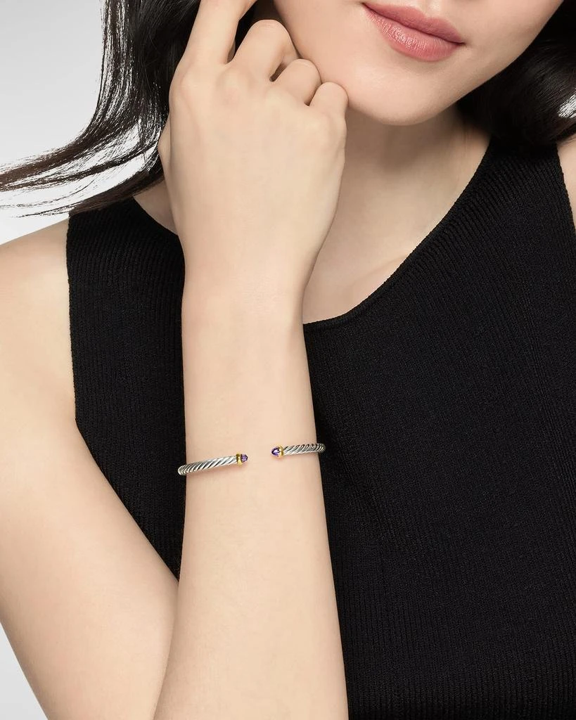 David Yurman Cable Flex Bracelet with Gemstone in Silver and 14K Gold, 4mm 3