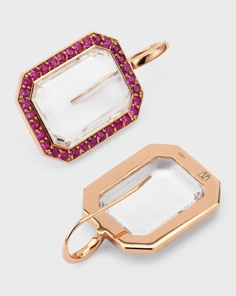 Walters Faith 18K Pink Sapphire and Rock Crystal Drop Earrings 4
