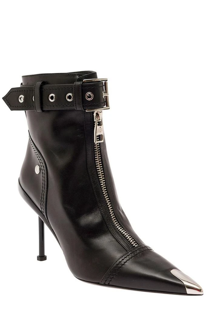 Alexander McQueen Alexander McQueen Buckle-Fastened Pointed-Toe Ankle Boots 3