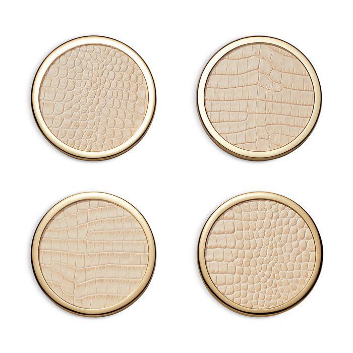 AERIN Classic Croc Embossed Leather Coasters, Set of 4