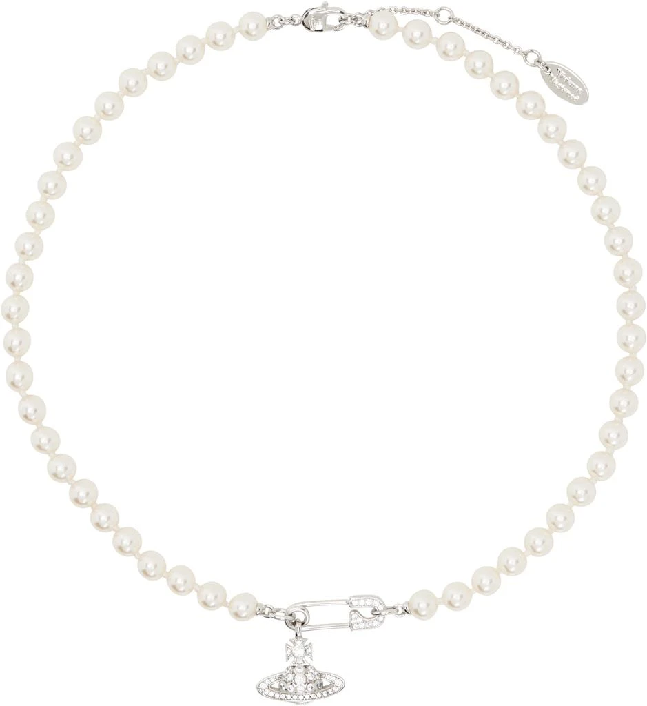 Vivienne Westwood Silver & White Lucrece Faux-Pearl Necklace 1