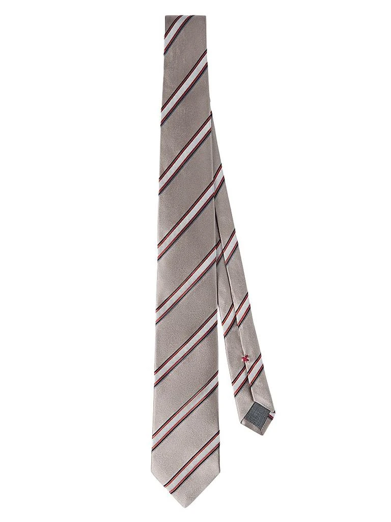 Brunello Cucinelli Regimental Stripe Silk and Cotton Tie 1