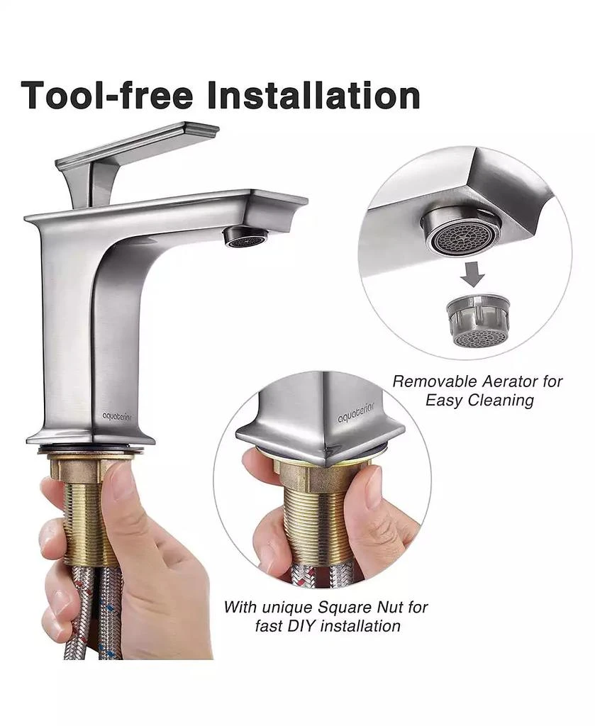 Yescom Aquaterior Undermount Sink Cold 
Hot Water Simple 1 Hole Bathroom Square Faucet 6