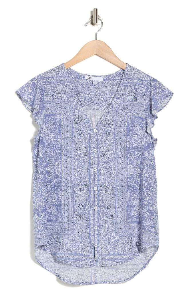 DR2 by Daniel Rainn Flutter Sleeve Front Button Top 3