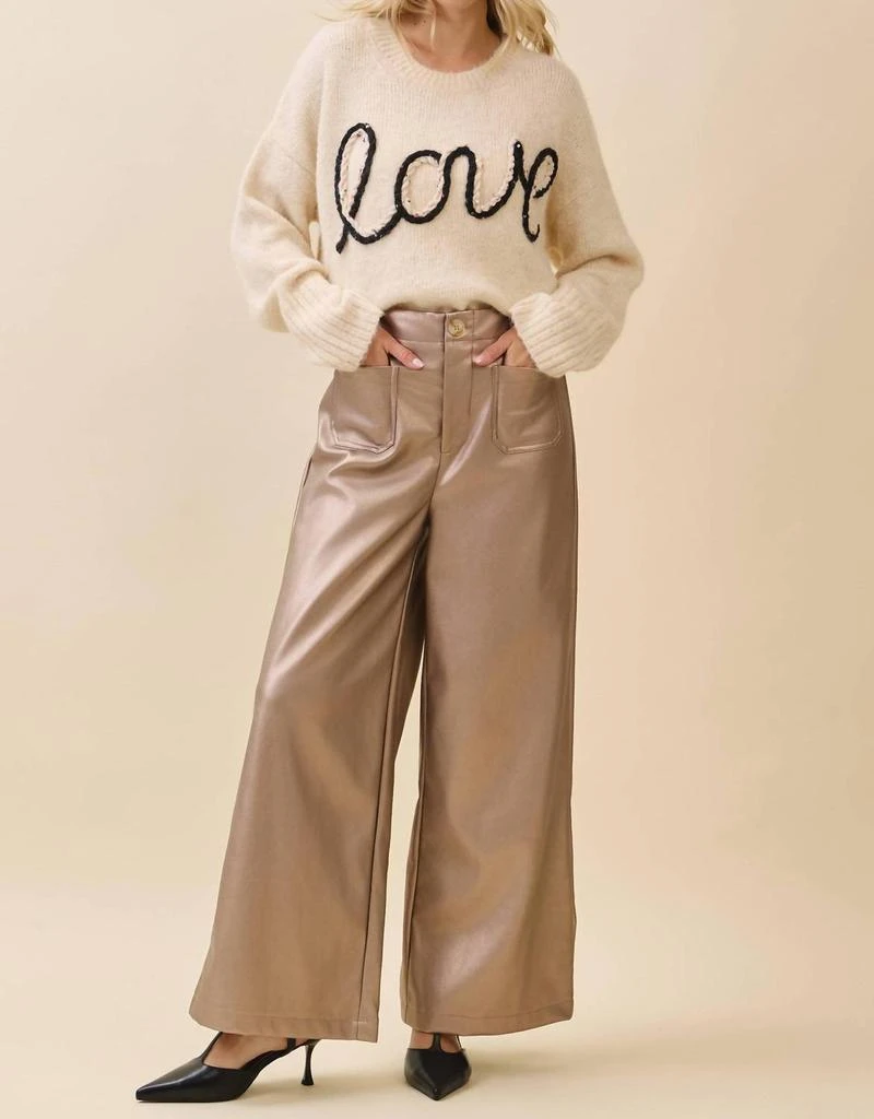 GeeGee X Lovelo Geegee X Lovelo - Metallic Wide-Leg Faux Leather Pants