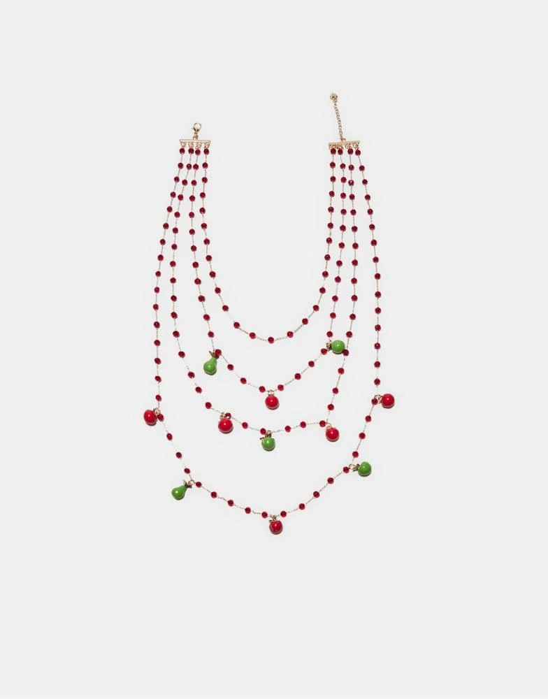 Stradivarius Stradivarius Multi-charm fruit necklace in red