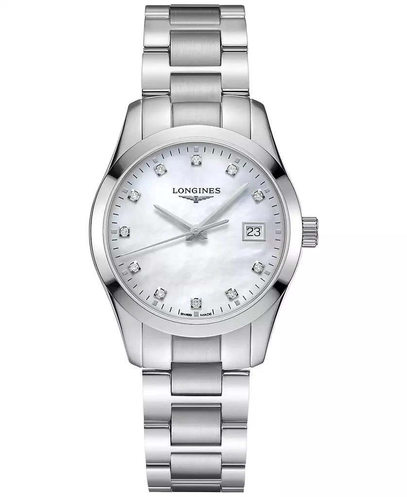Longines Women's Swiss Conquest Classic Diamond-Accent Stainless Steel Bracelet Watch 34mm 1
