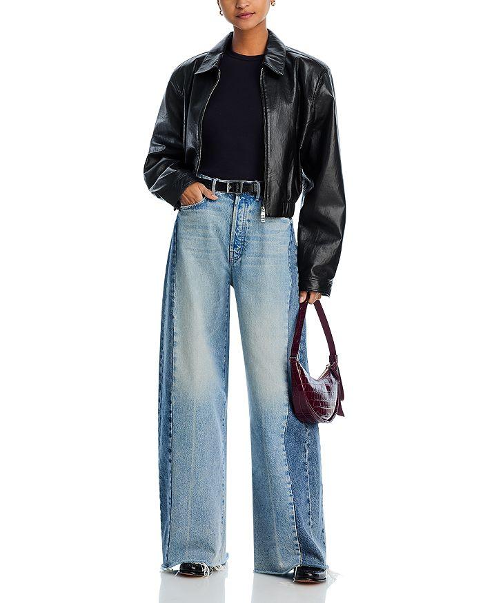 MOTHER Pipe Dream Button Sneak Fray Jeans in Blinded By The Dark