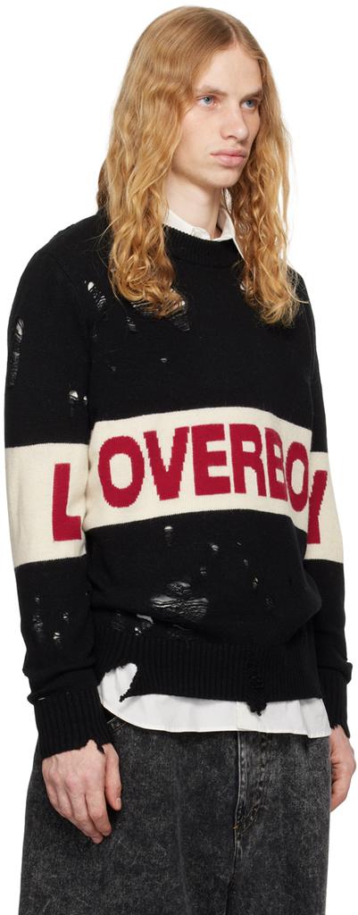 Charles Jeffrey Loverboy Black Distressed Loverboy Logo Sweater