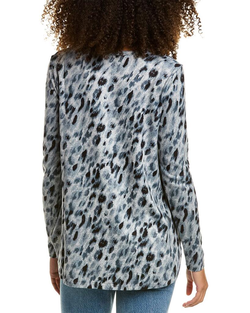 Joan Vass High-Low Hem Animal Print Sweater