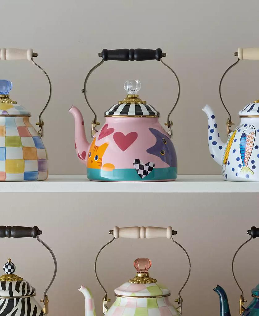 MacKenzie-Childs Cat Love Enameled Steel 2-Quart Tea Kettle - Free