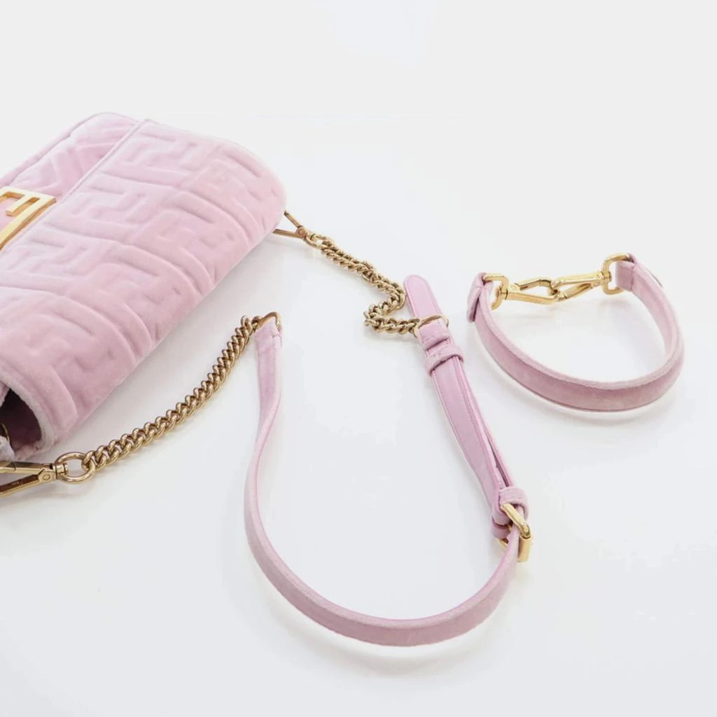 Fendi Fendi Rosa Confetti Velvet FF Embossed Baguette Shoulder Bags 9