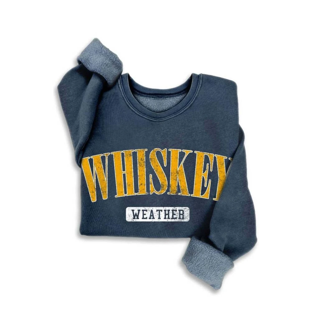 Hrt 
Luv Whiskey Weather Graphic Sweatshirt In Mineral Navy 2
