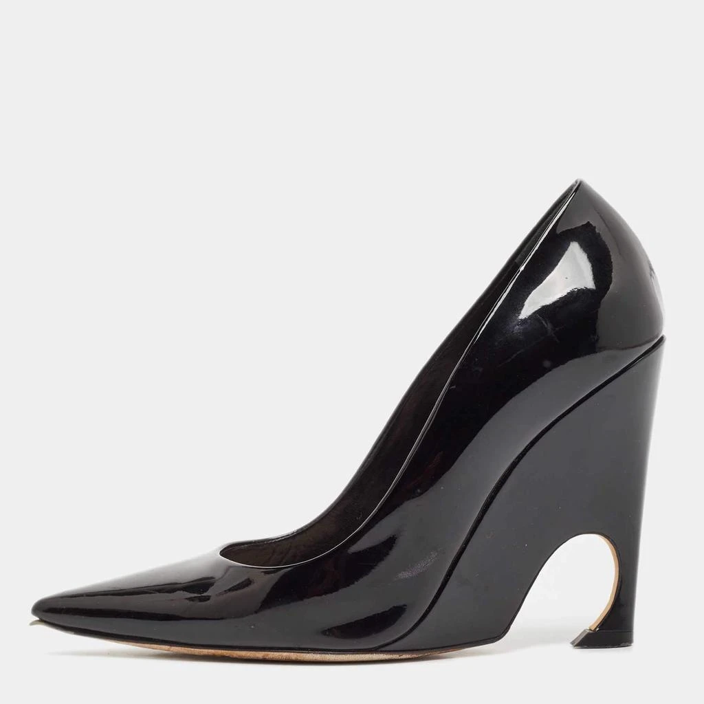 Dior Dior Black Patent Leather Optique Wedge Pumps Size 38 1