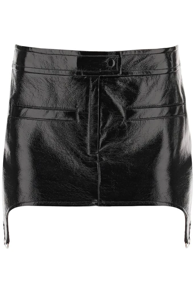 Courreges Courreges vinyl effect mini skirt with suspenders 1