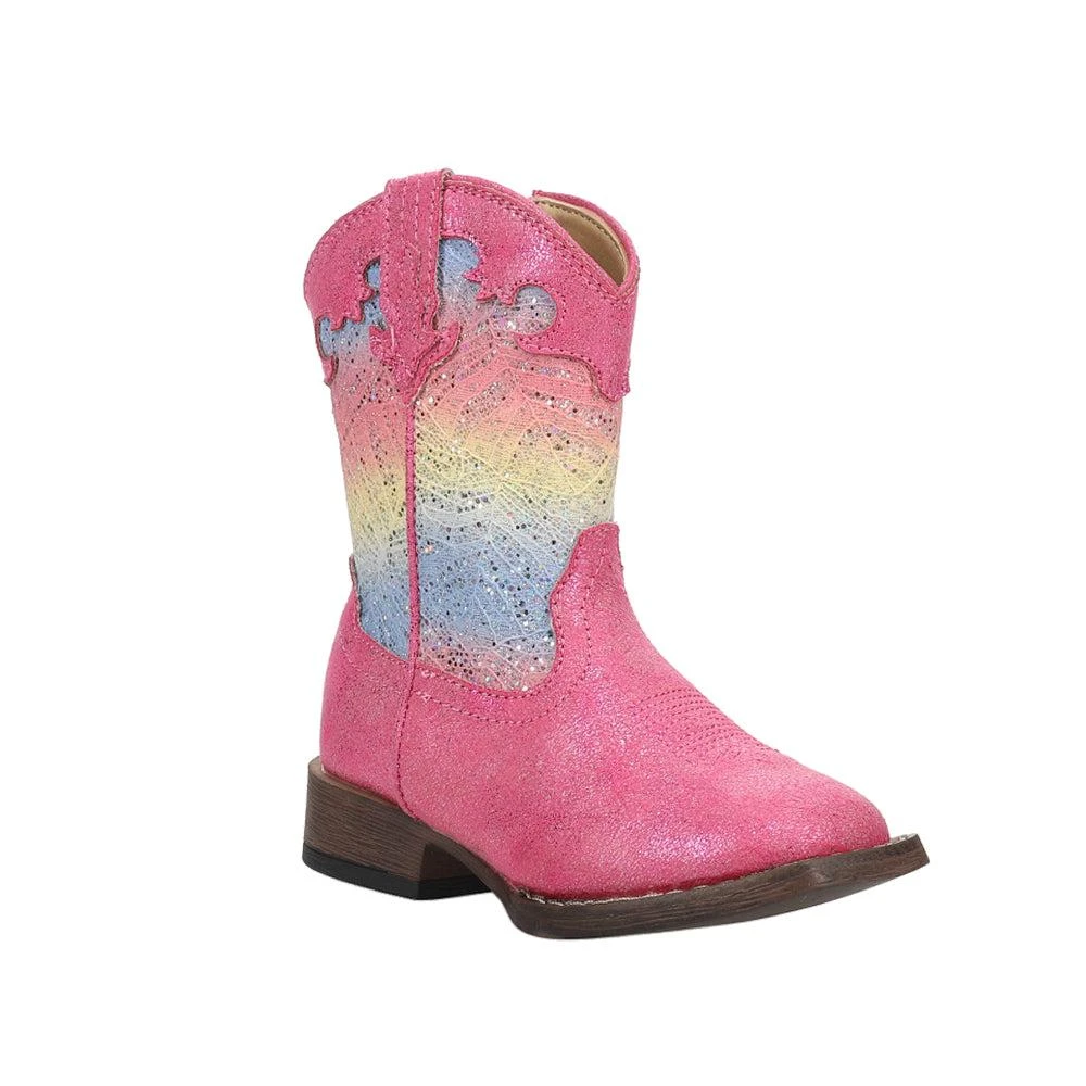 Roper Glitter Lace Square Toe Cowboy Boots (Toddler-Little Kid) 2