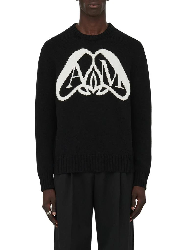 Mcqueen Men`s Seal Logo Jumper in Black/ivory 4