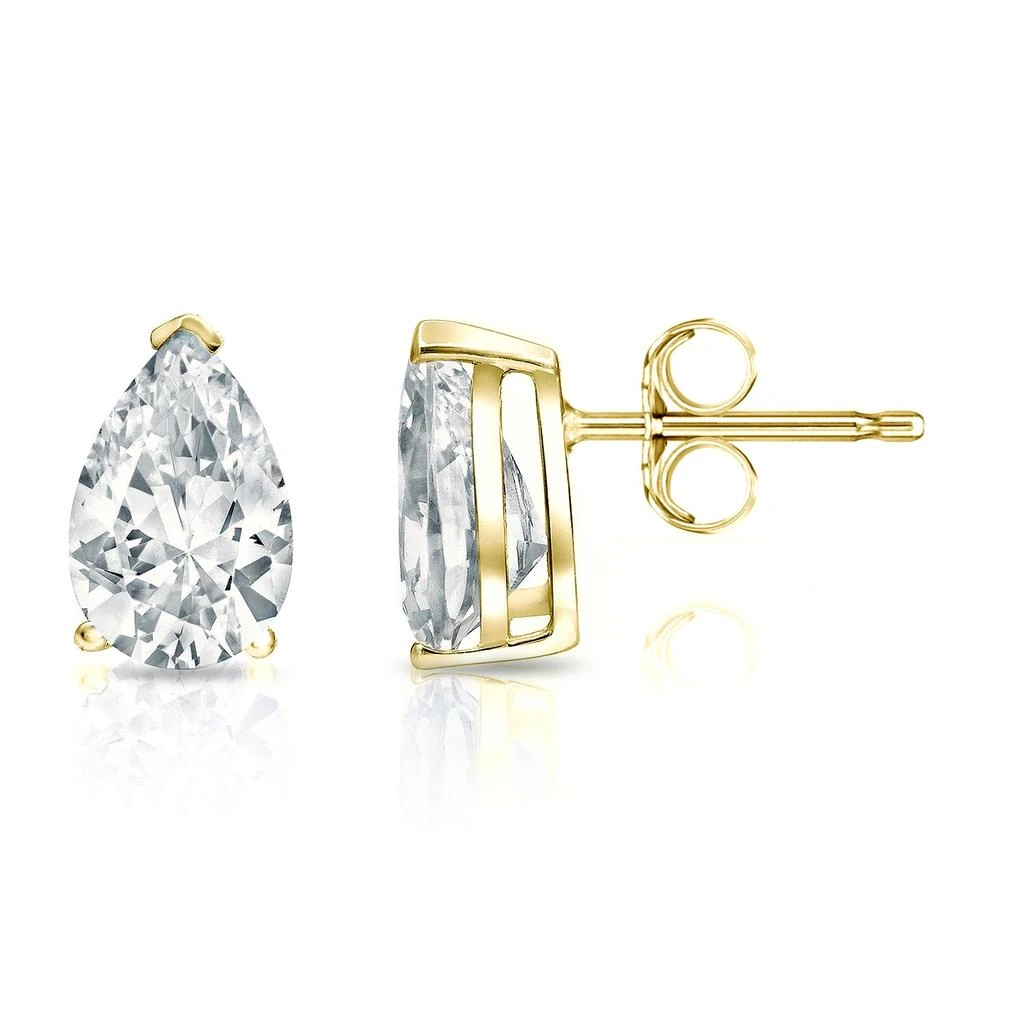 Sabrina Designs Lab Grown Diamonds 14K Gold Lab Grown Diamond Pear V Prong Stud Earrings 2ct