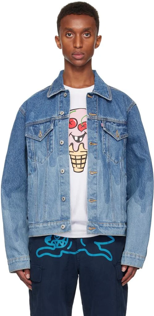 Icecream Blue Lazer Drip Denim Trucker Jacket 1