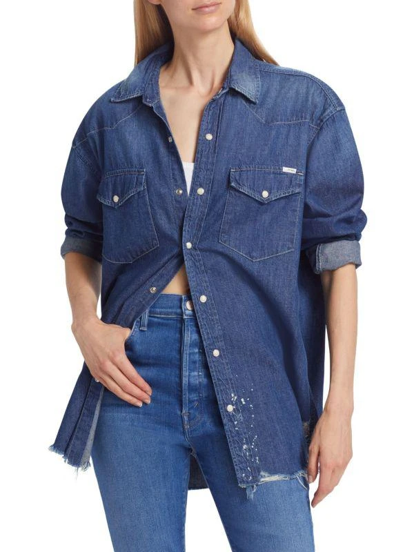 MOTHER The Western Denim Longline Shirt 1